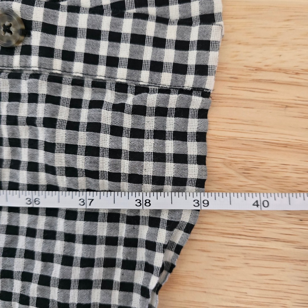 Madewell Gingham Button Front Smocked Midi‎ Dress Black White Size 6 - Picture 6 of 9